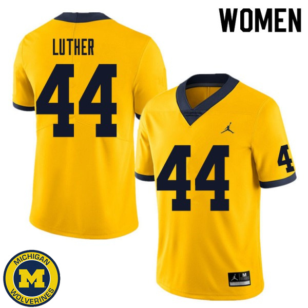 Womens Michigan Wolverines #44 Joshua Luther Yellow NCAA Football Jersey